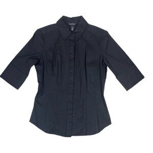 White House Black Market:  Fitted Button Down Black Shirt, Women Size 6